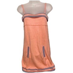 Y2K Windsor Cashmere Fold Over Pocket Front Tunic Tank Top Orange Gray Small